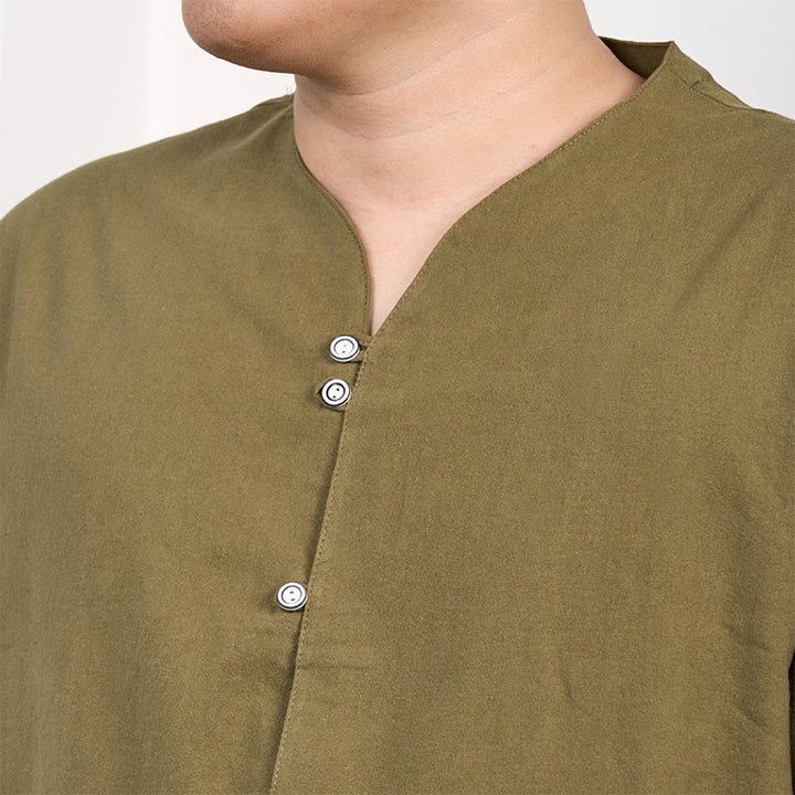 Buddha Stones Men's Short Sleeve Button Down Cotton Linen Shirt - image 10