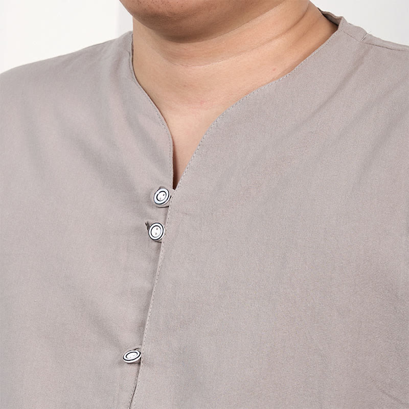 Buddha Stones Men's Short Sleeve Button Down Cotton Linen Shirt - image 17