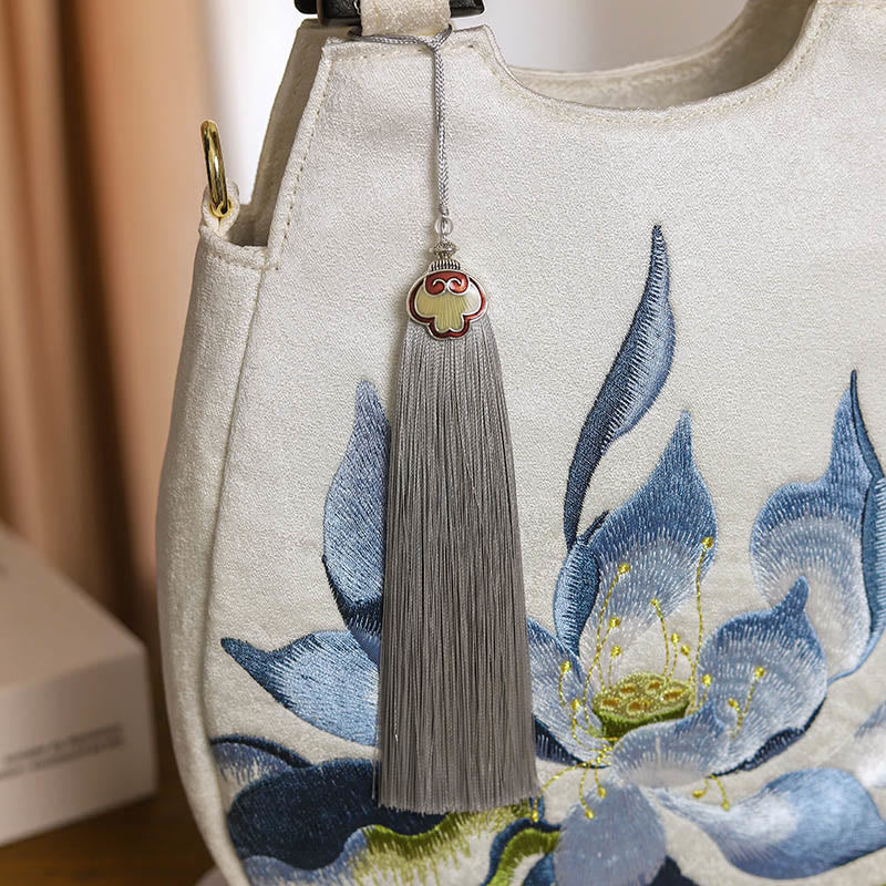 Buddha Stones Lotus Embroidery Handbag Crossbody Bag - image 3