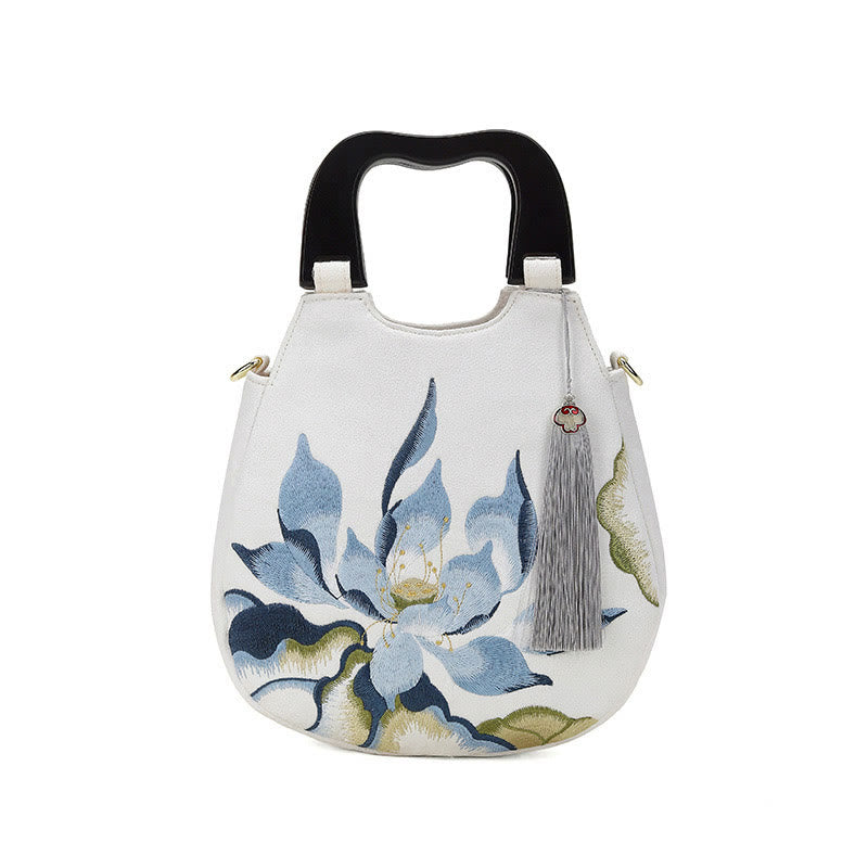Buddha Stones Lotus Embroidery Handbag Crossbody Bag - image 2