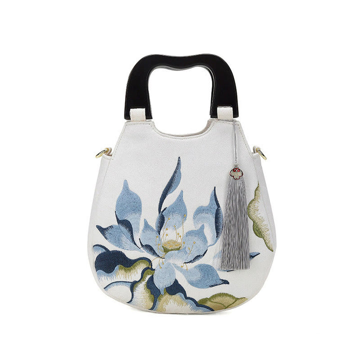 Buddha Stones Lotus Embroidery Handbag Crossbody Bag - image 2