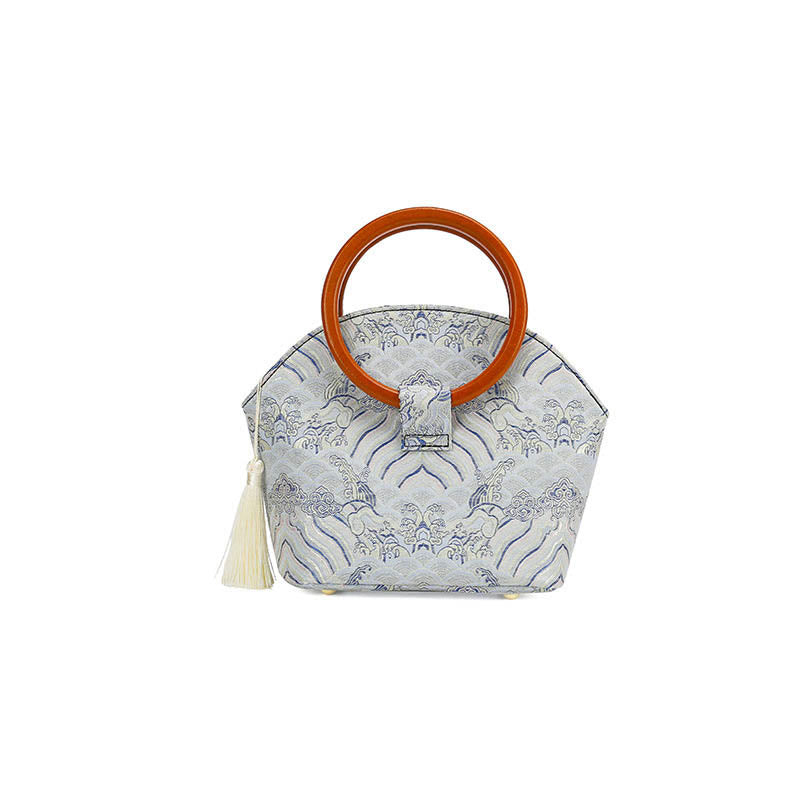 Buddha Stones Auspicious Clouds Shell Print Handbag - image 2