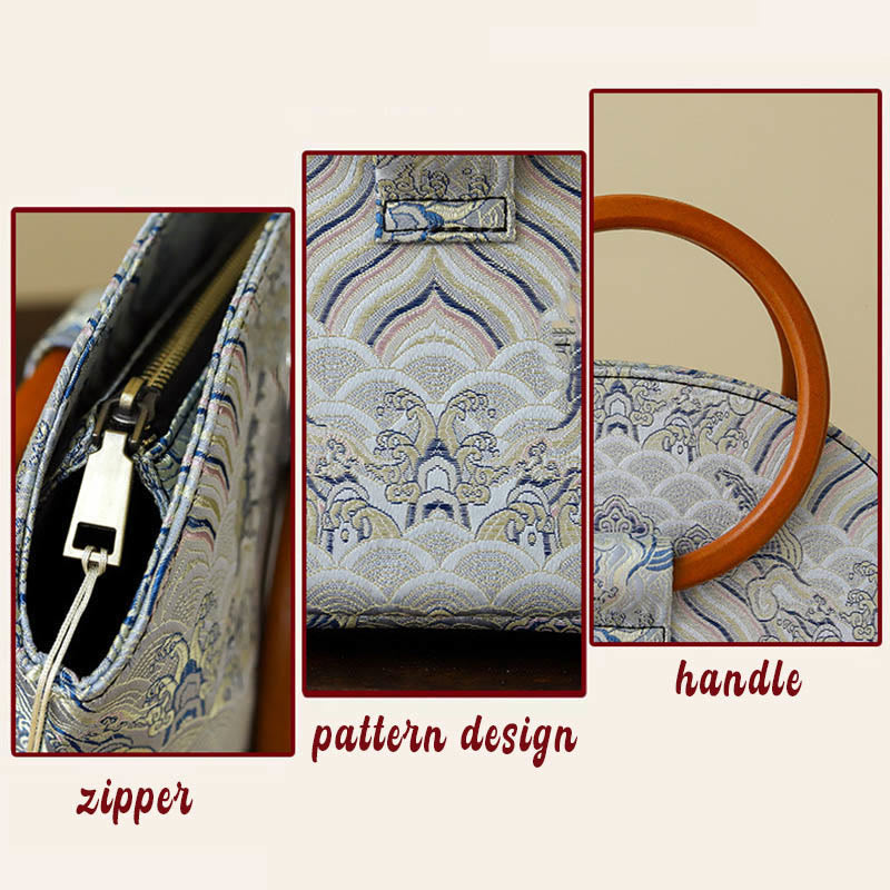 Buddha Stones Auspicious Clouds Shell Print Handbag - image 4