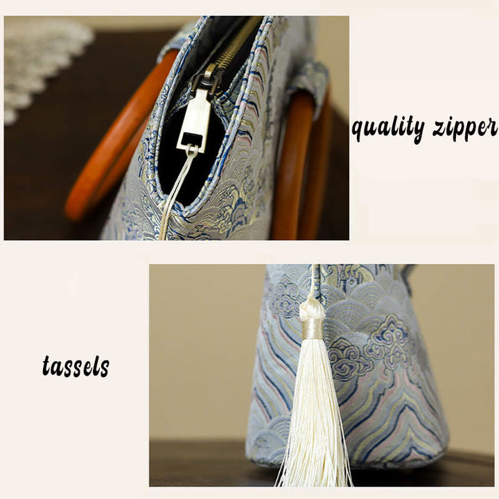Buddha Stones Auspicious Clouds Shell Print Handbag - image 5