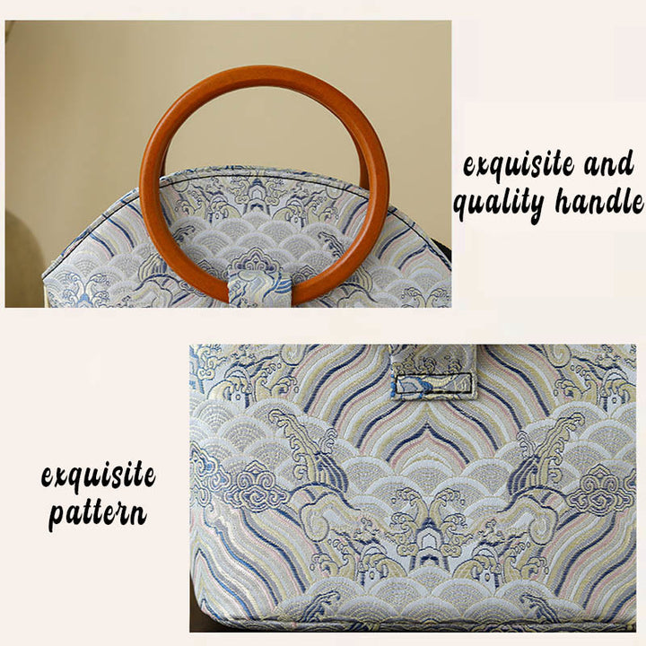 Buddha Stones Auspicious Clouds Shell Print Handbag - image 6