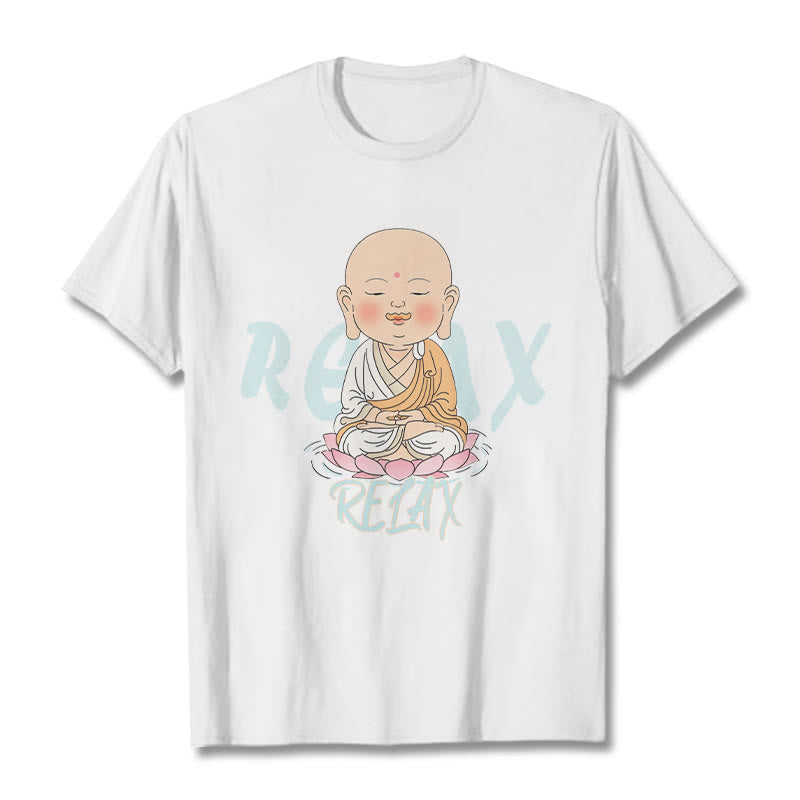 Buddha Stones RELAX Buddha Tee T-shirt - White - RELAX Background - 2XL - image 4