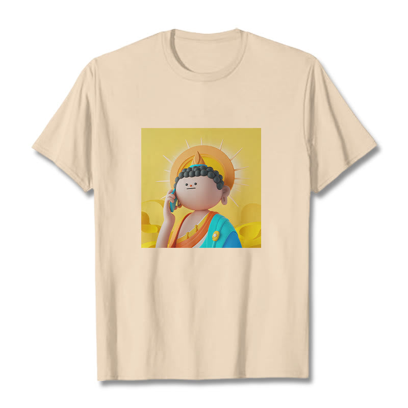 Buddha Stones Buddha Picks Up The Phone Tee T-shirt - Bisque - 2XL - image 7