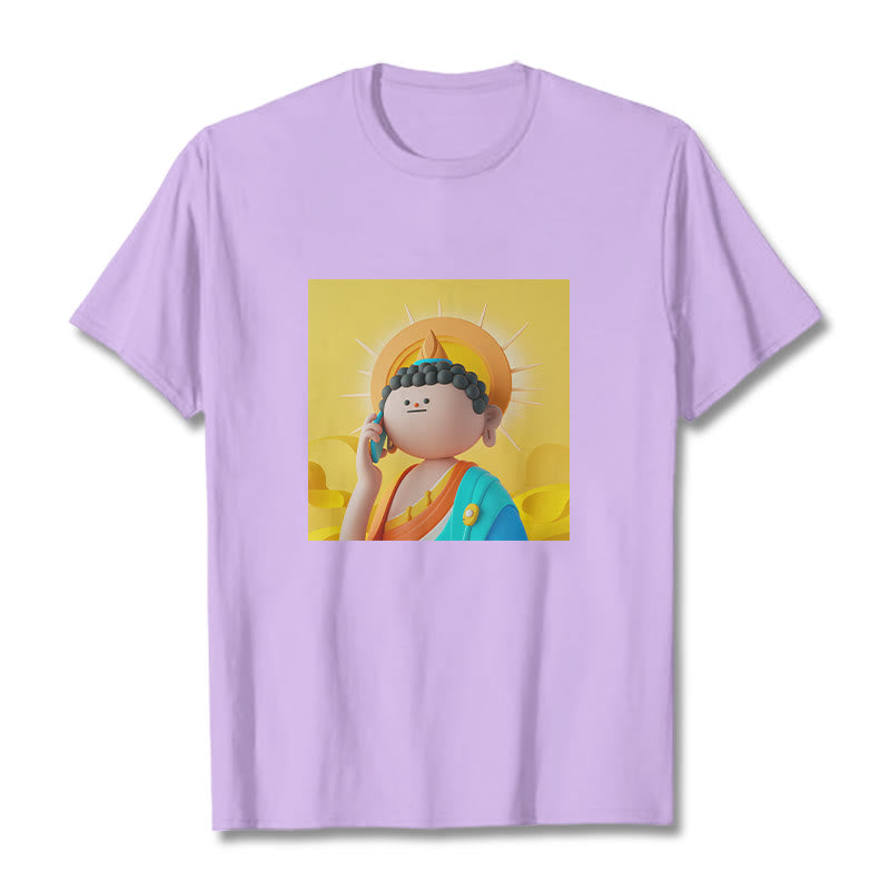 Buddha Stones Buddha Picks Up The Phone Tee T-shirt - Plum - 2XL - image 15