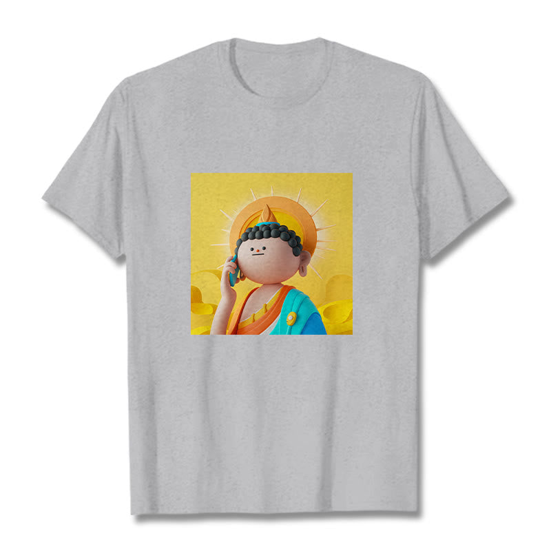 Buddha Stones Buddha Picks Up The Phone Tee T-shirt - LightGrey - 2XL - image 18