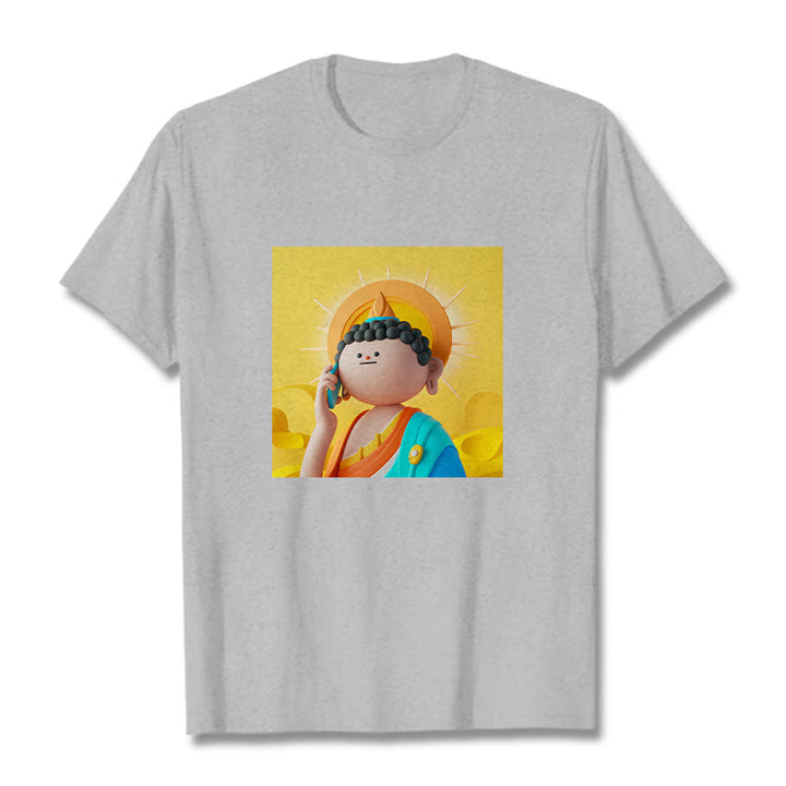 Buddha Stones Buddha Picks Up The Phone Tee T-shirt - LightGrey - 2XL - image 18