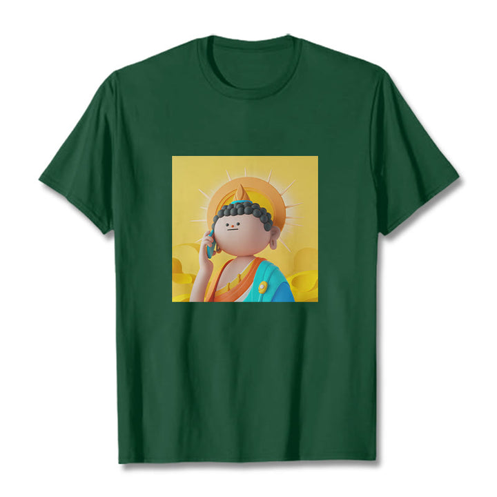 Buddha Stones Buddha Picks Up The Phone Tee T-shirt - ForestGreen - 2XL - image 9