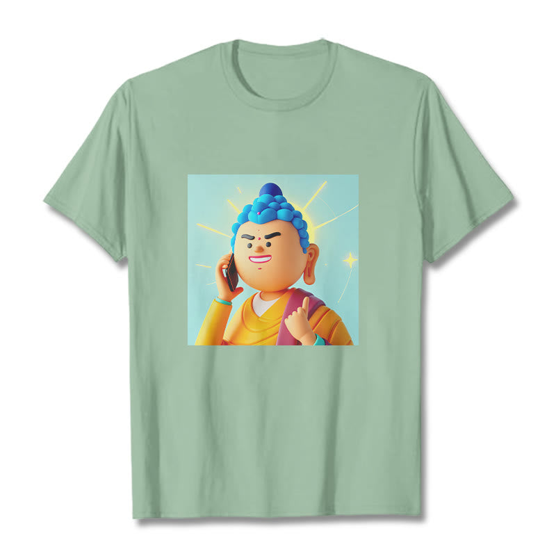 Buddha Stones Funny Cartoon Buddha Tee T-shirt - PaleGreen - 2XL - image 10