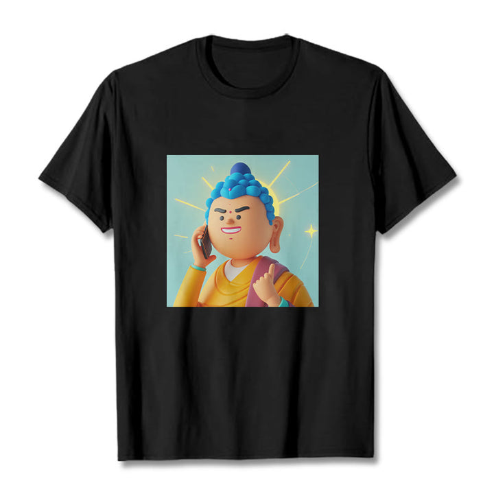 Buddha Stones Funny Cartoon Buddha Tee T-shirt - Black - 2XL - image 6