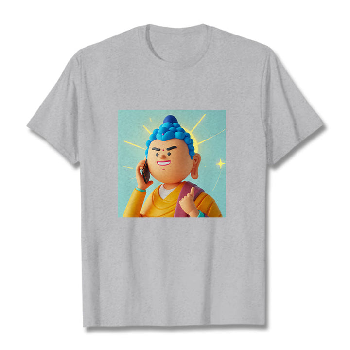 Buddha Stones Funny Cartoon Buddha Tee T-shirt - LightGrey - 2XL - image 18