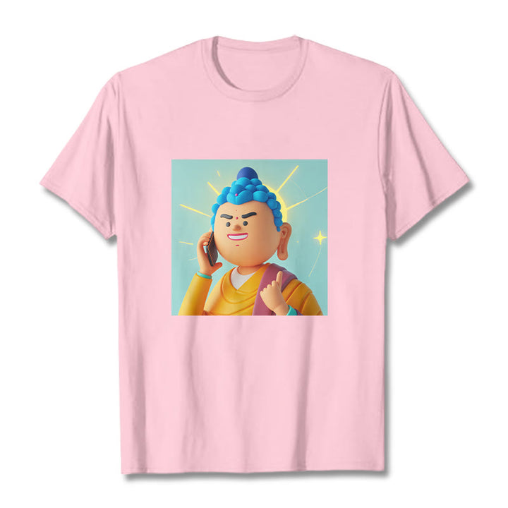 Buddha Stones Funny Cartoon Buddha Tee T-shirt - LightPink - 2XL - image 16