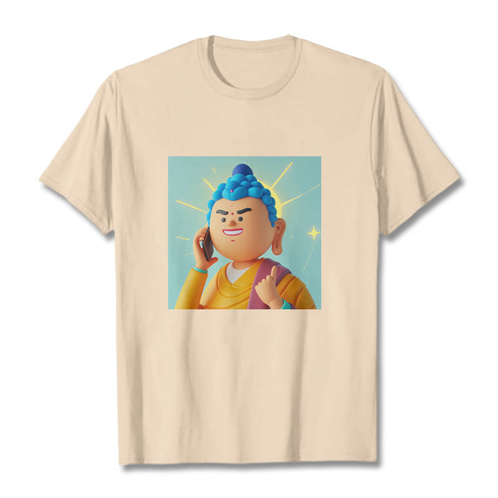 Buddha Stones Funny Cartoon Buddha Tee T-shirt - Bisque - 2XL - image 12