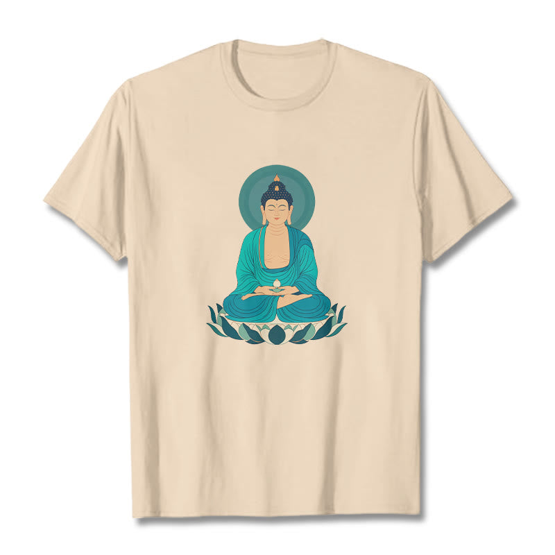 Buddha Stones Lotus Meditation Buddha Tee T-shirt - Bisque - 2XL - image 0