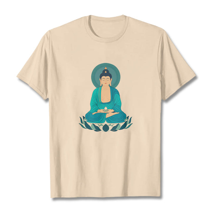 Buddha Stones Lotus Meditation Buddha Tee T-shirt - Bisque - 2XL - image 0