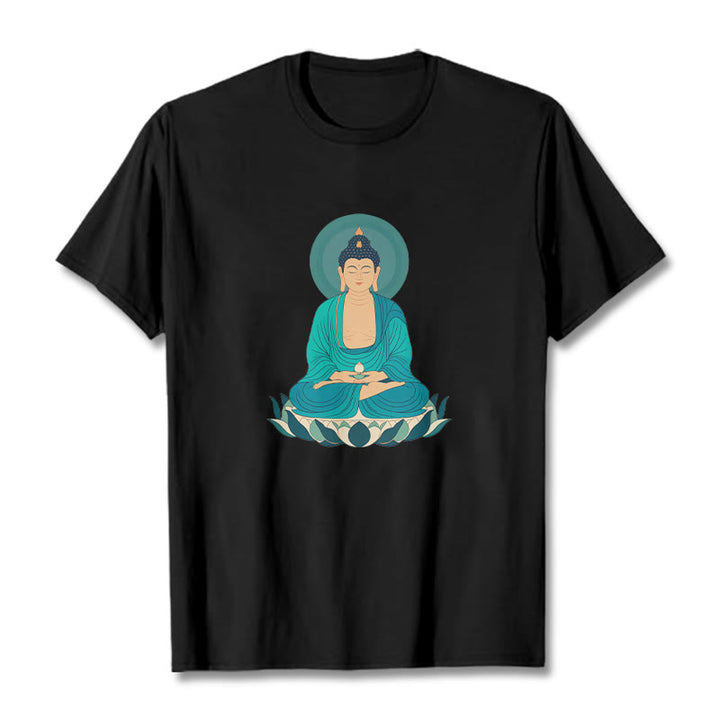 Buddha Stones Lotus Meditation Buddha Tee T-shirt - Black - 2XL - image 8