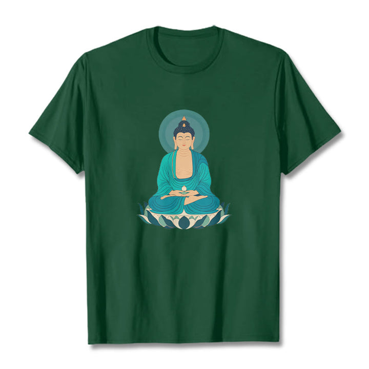 Buddha Stones Lotus Meditation Buddha Tee T-shirt - ForestGreen - 2XL - image 2