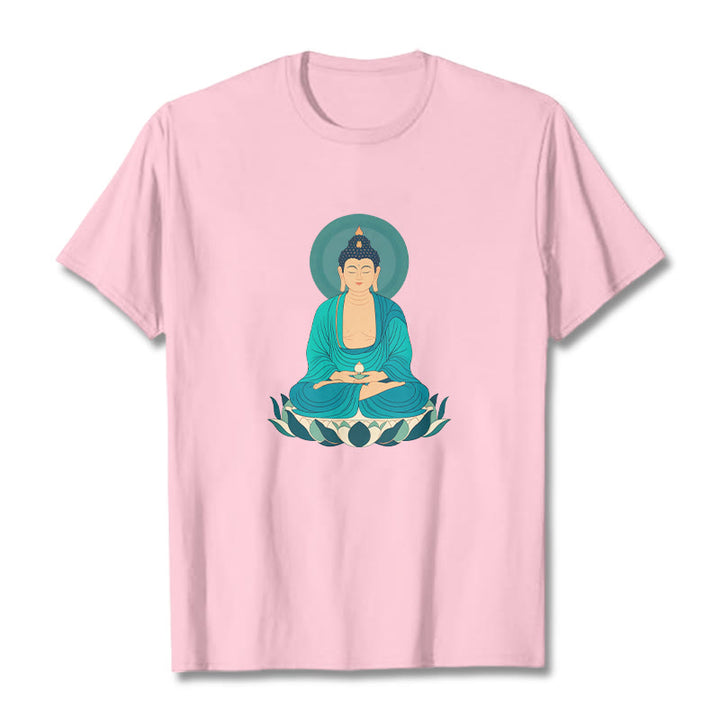 Buddha Stones Lotus Meditation Buddha Tee T-shirt - LightPink - 2XL - image 12