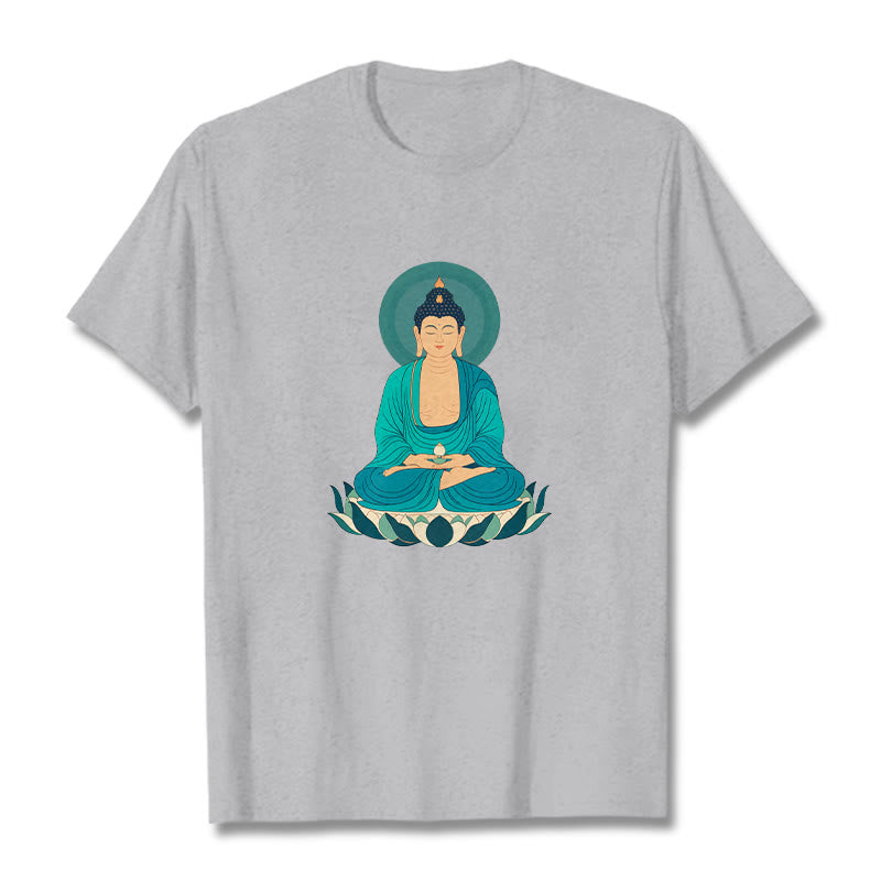Buddha Stones Lotus Meditation Buddha Tee T-shirt - LightGrey - 2XL - image 18