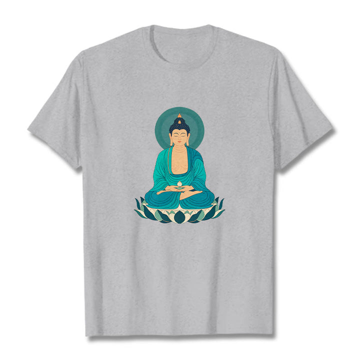 Buddha Stones Lotus Meditation Buddha Tee T-shirt - LightGrey - 2XL - image 18