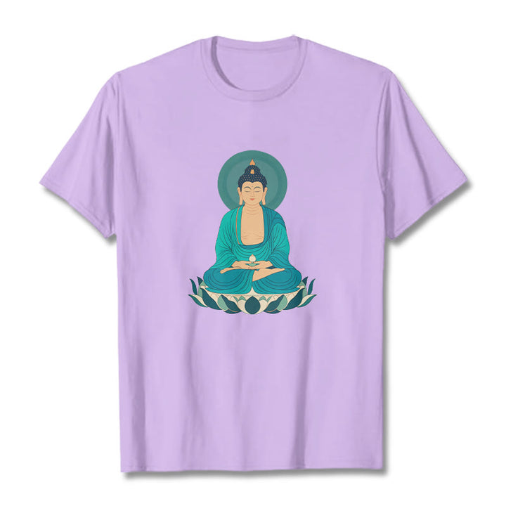 Buddha Stones Lotus Meditation Buddha Tee T-shirt - Plum - 2XL - image 14