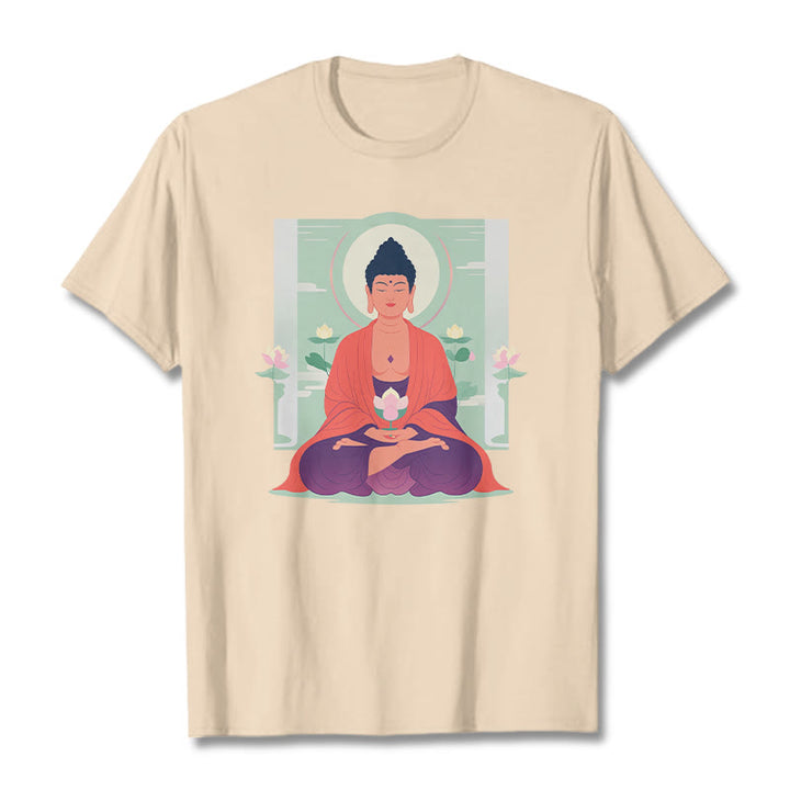 Buddha Stones Lotus Meditation Buddha Tee T-shirt - Bisque - 2XL - image 16