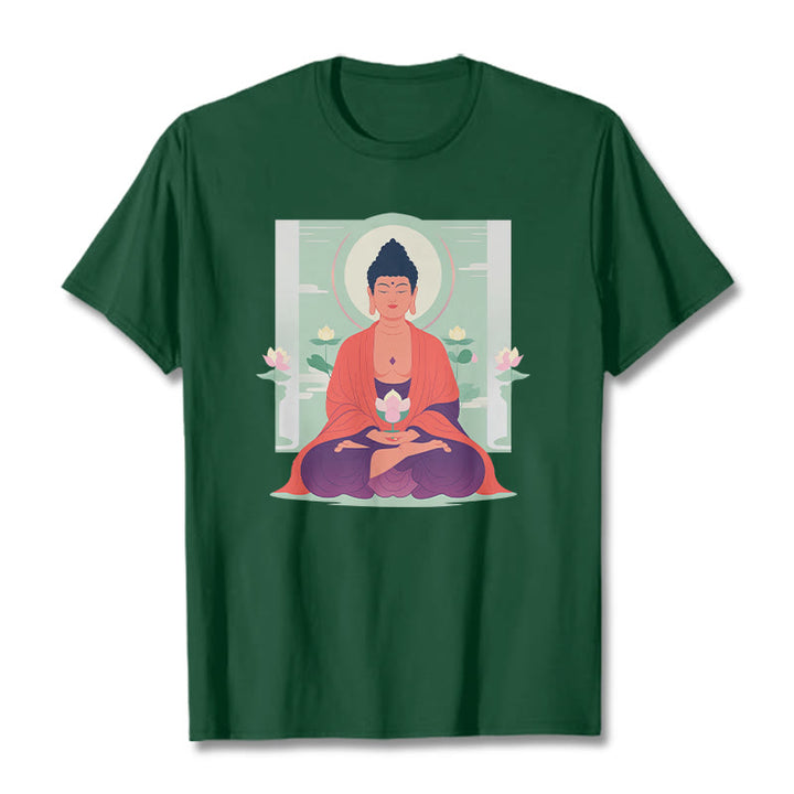 Buddha Stones Lotus Meditation Buddha Tee T-shirt - ForestGreen - 2XL - image 3