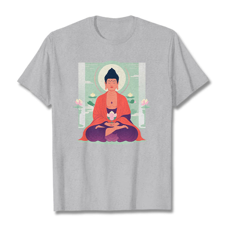 Buddha Stones Lotus Meditation Buddha Tee T-shirt - LightGrey - 2XL - image 18