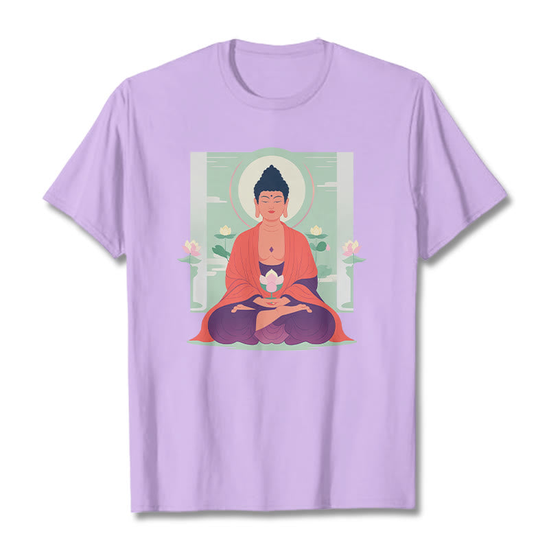 Buddha Stones Lotus Meditation Buddha Tee T-shirt - Plum - 2XL - image 12
