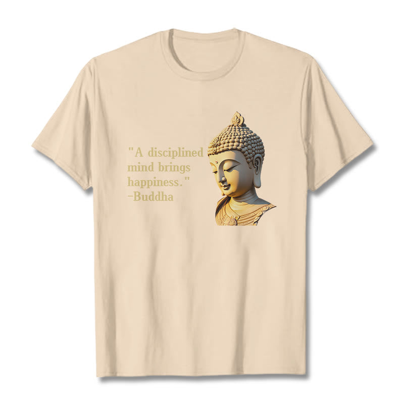Buddha Stones A Disciplined Mind Brings Happiness Buddha Tee T-shirt - Bisque - 2XL - image 16