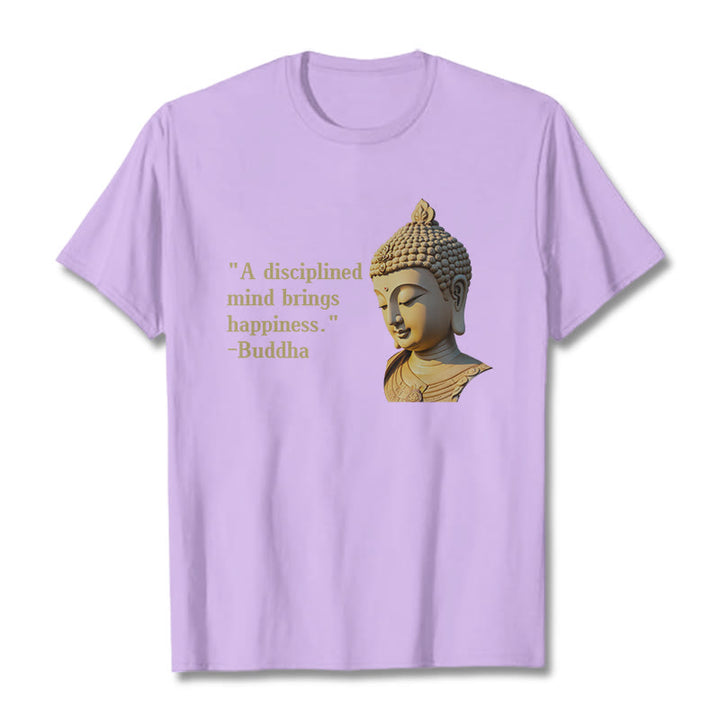 Buddha Stones A Disciplined Mind Brings Happiness Buddha Tee T-shirt - Plum - 2XL - image 12