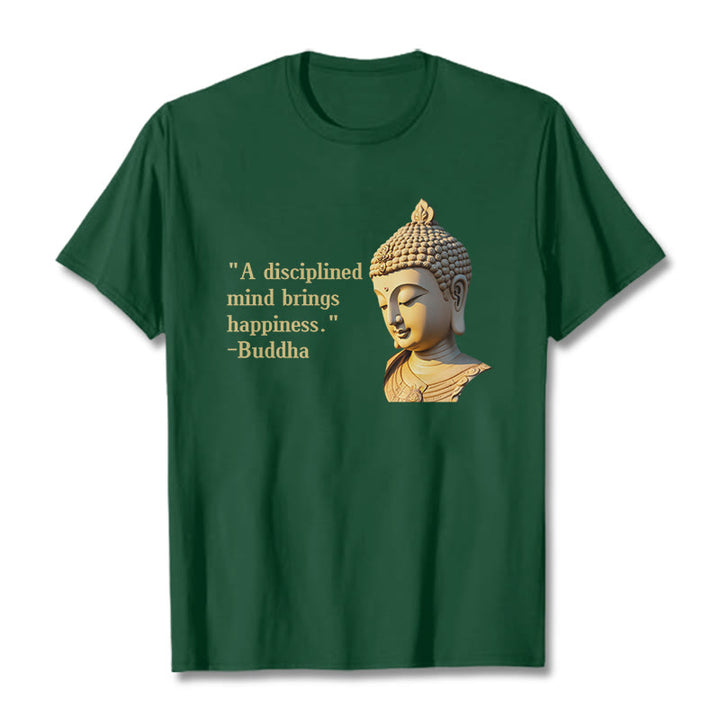Buddha Stones A Disciplined Mind Brings Happiness Buddha Tee T-shirt - ForestGreen - 2XL - image 8