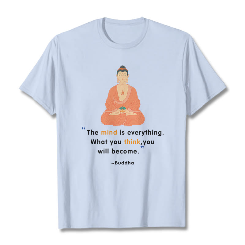 Buddha Stones The Mind Is Everything Meditation Buddha Tee T-shirt - LightCyan - 2XL - image 9