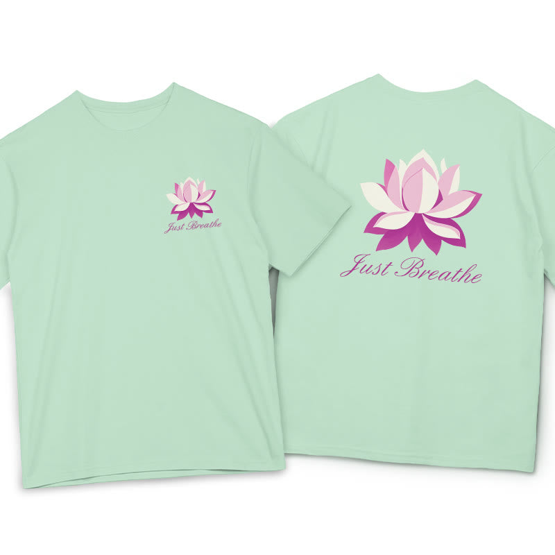 Buddha Stones Lotus Just Breathe Tee T-shirt - PaleGreen - 2XL - image 2