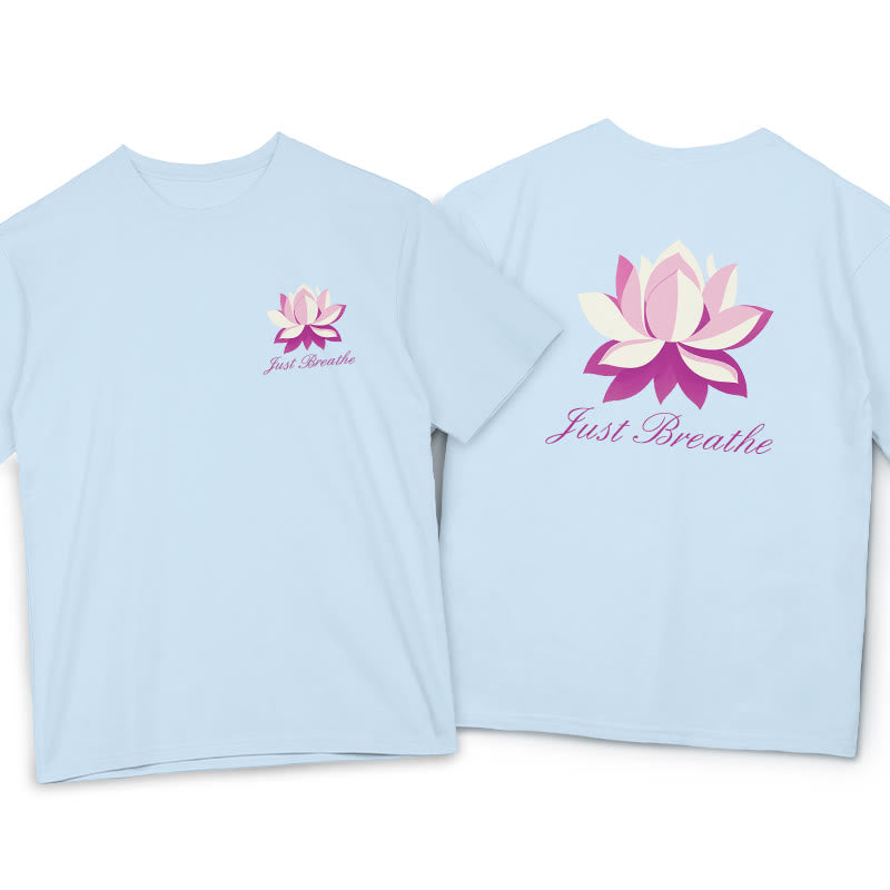 Buddha Stones Lotus Just Breathe Tee T-shirt - LightCyan - 2XL - image 8