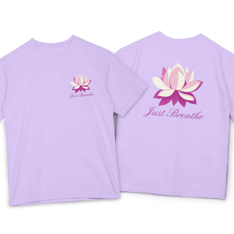 Buddha Stones Lotus Just Breathe Tee T-shirt - Plum - 2XL - image 0