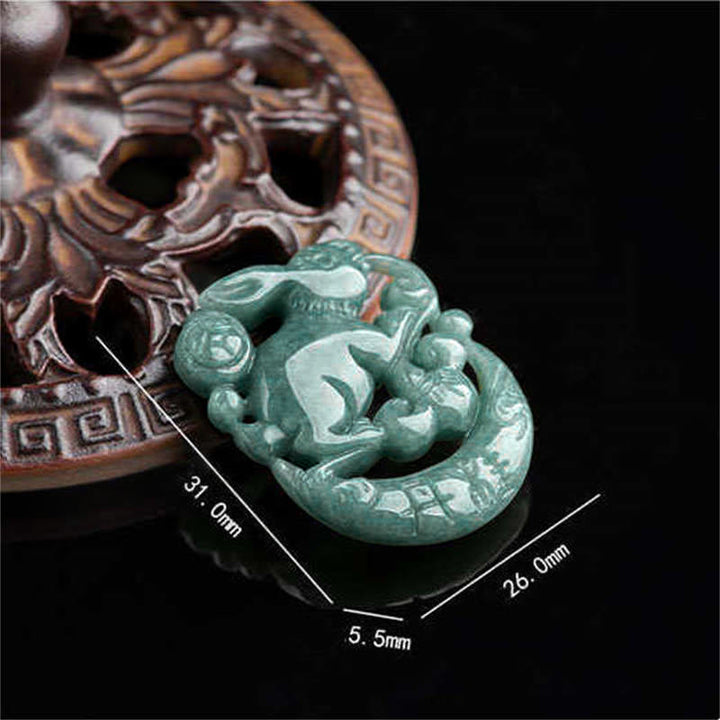 Year of the Rabbit Jade Luck Crescent Mooon Necklace Pendant - image 5