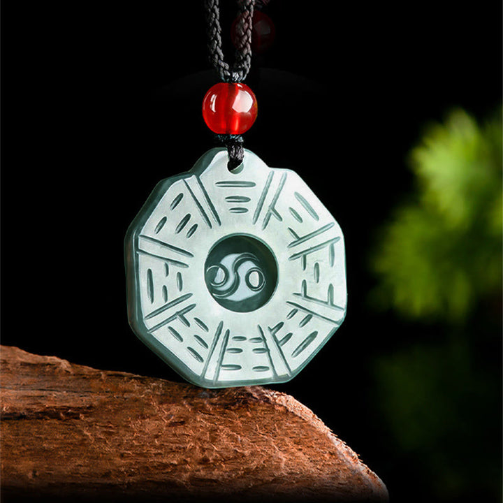 Buddha Stones Natural Jade FengShui Bagua Yin Yang Prosperity Necklace Pendant - image 2