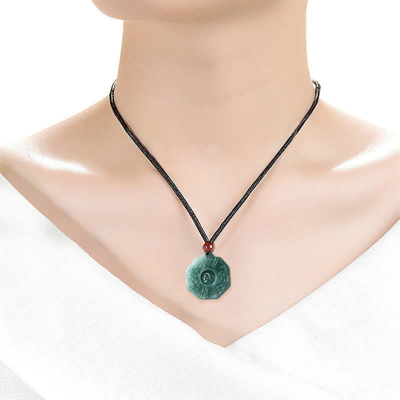 Buddha Stones Natural Jade FengShui Bagua Yin Yang Prosperity Necklace Pendant - image 8