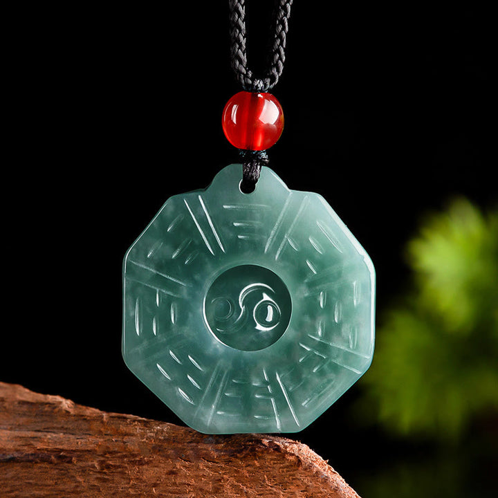 Buddha Stones Natural Jade FengShui Bagua Yin Yang Prosperity Necklace Pendant - Jade(Prosperity♥Abundance) - image 0