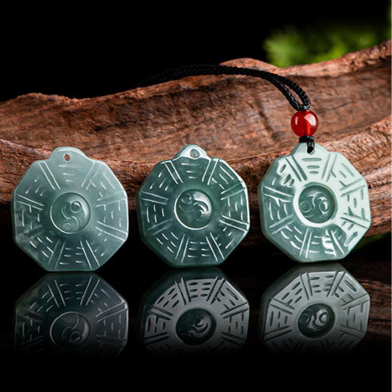 Buddha Stones Natural Jade FengShui Bagua Yin Yang Prosperity Necklace Pendant - image 5