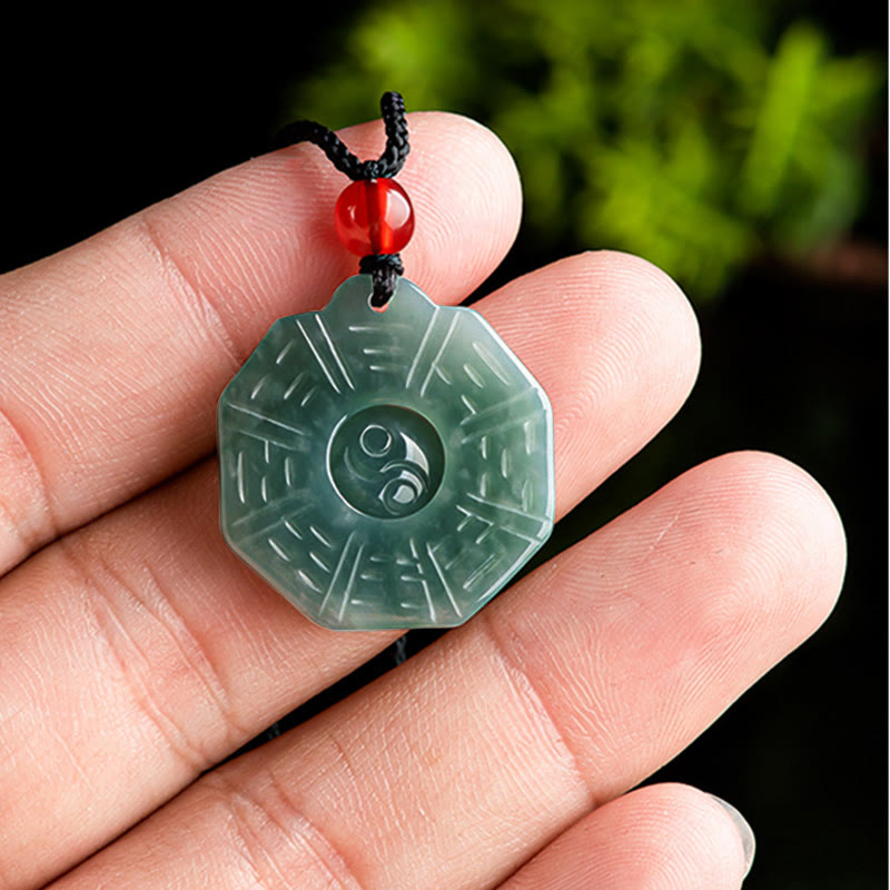 Buddha Stones Natural Jade FengShui Bagua Yin Yang Prosperity Necklace Pendant - image 4
