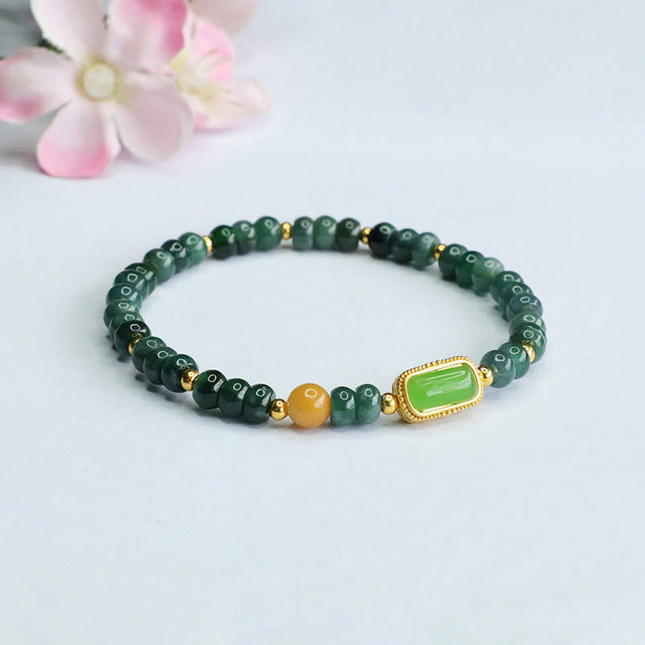 Buddha Stones Natural Green Jade Topaz Luck Bracelet - image 4