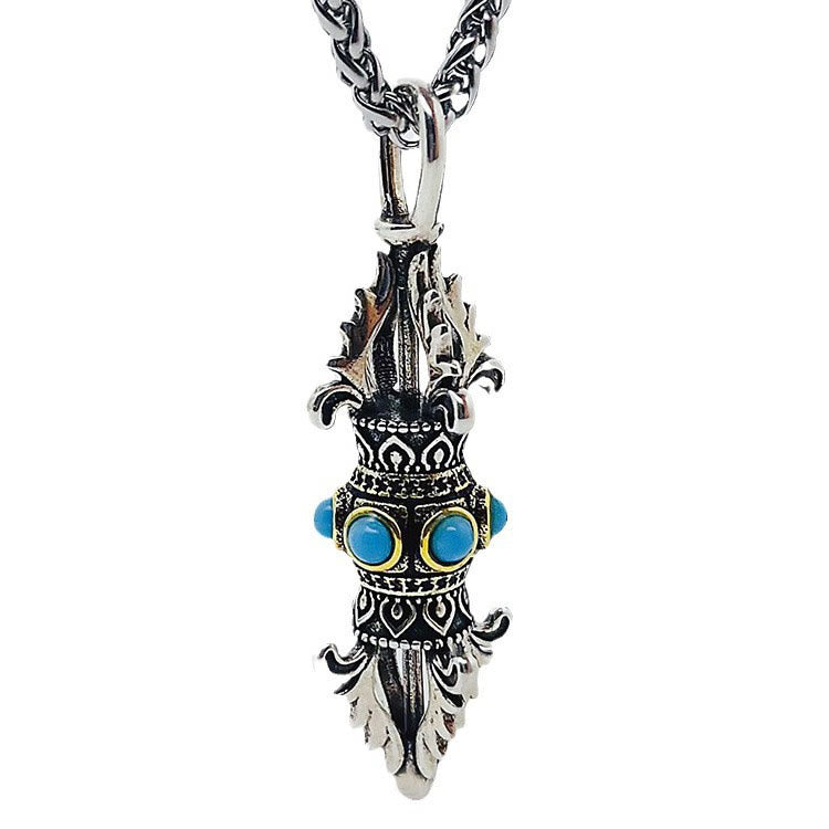 Buddha Stones Tibet Vajra Dorje Pattern Copper Luck Wealth Metal Necklace Pendant - image 7