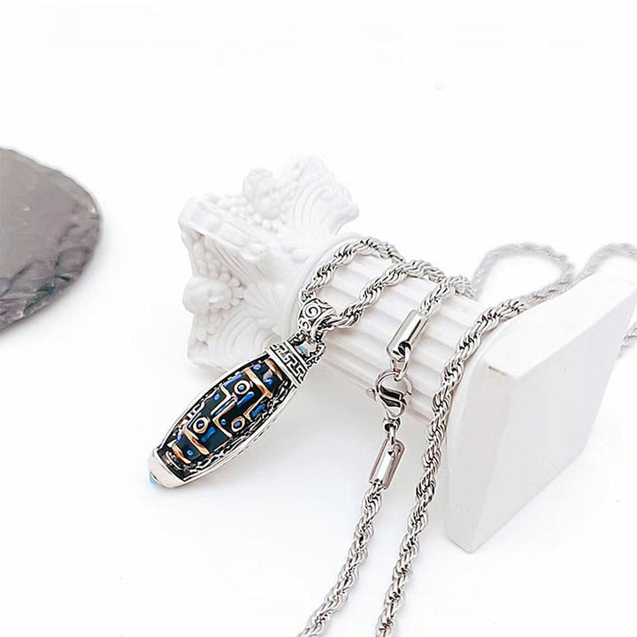 Buddha Stones Tibetan Om Mani Padme Hum Nine-Eye Dzi Bead Pattern Peace Purity Rotatable Necklace Pendant - image 7
