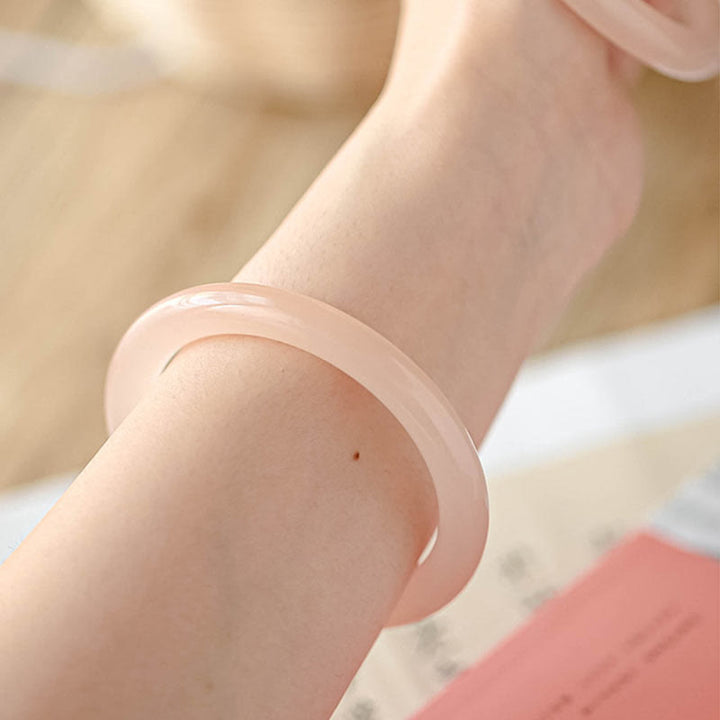 Buddha Stones Natural Dusty Rose Pink Jade Self-Love Bracelet Bangle - image 8