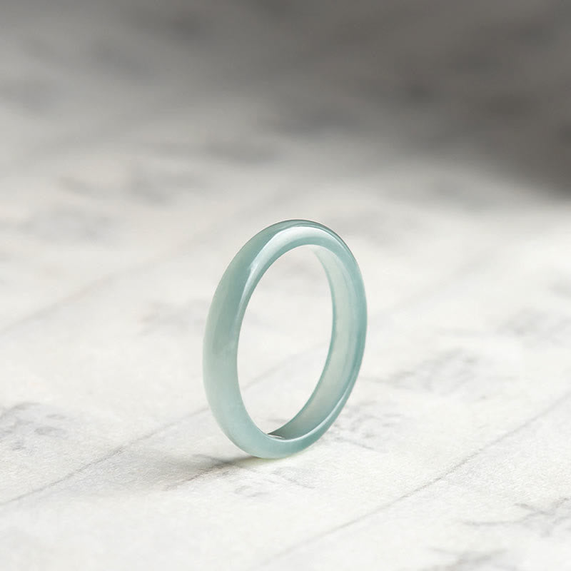 Buddha Stones Natural Jade Prosperity Luck Ring - Round - 21mm - image 2